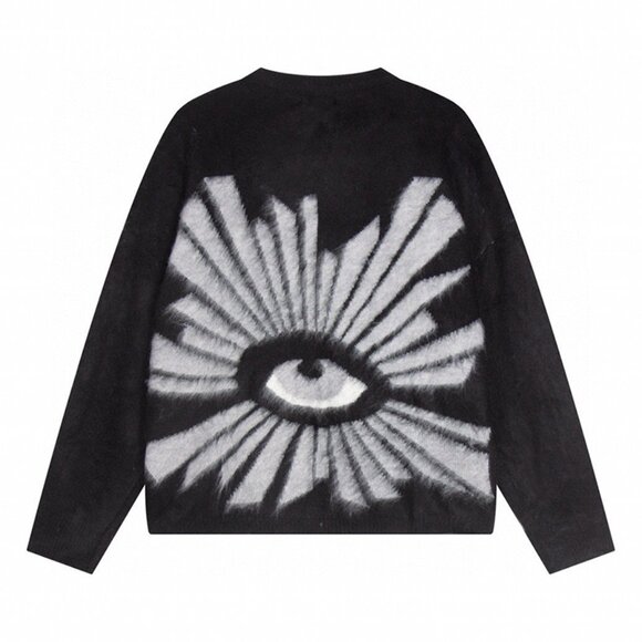 House of Errors Black Knitted Sweater With Mysterious Eye Pattern - Picture 2 of 7
